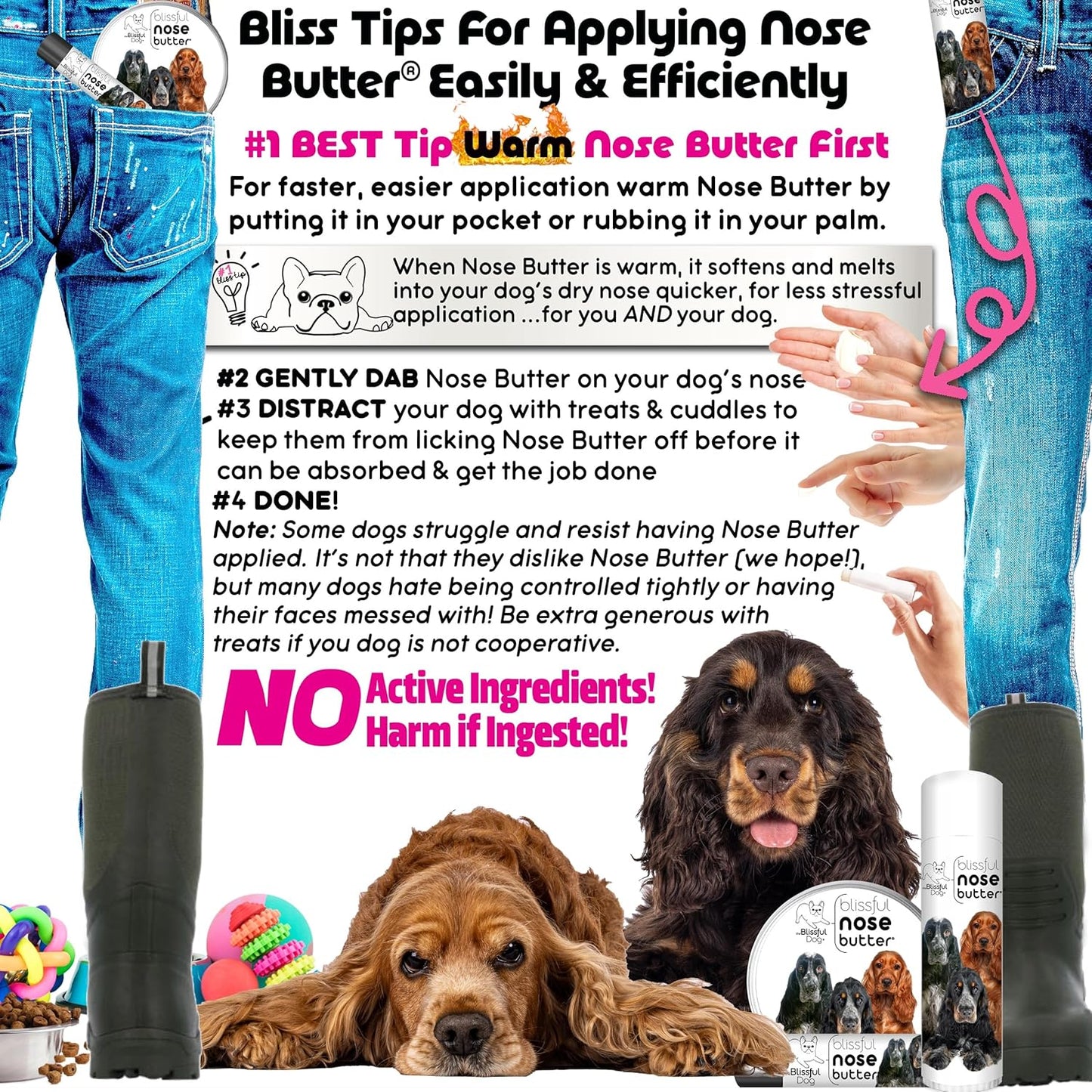 The Blissful Dog English Cocker Spaniel Unscented Nose Butter - Dog Nose Butter, 8-Ounce