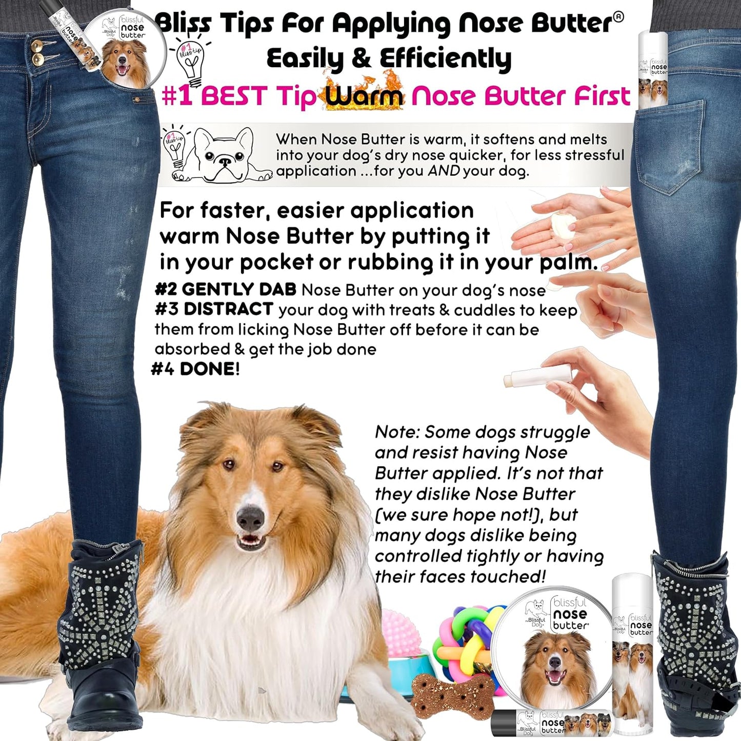 The Blissful Dog Collie Nose Butter for Dry, Cracked Skin, Lick-Safe Dog Nose Balm with Moisturizing Shea Butter, Almond, Olive, and Essential Oils, Pet Supplies, Uncented, 8 oz.