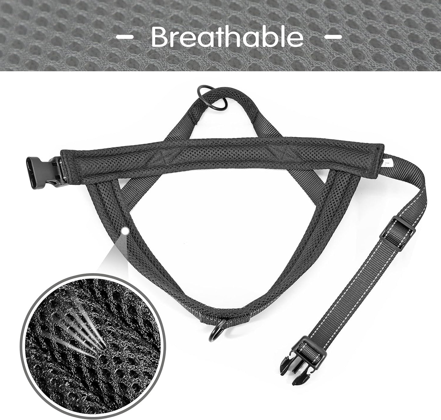 Didog No Pull Dog Harness with Soft Mesh Padded,Reflective & Quick Fit Light Weight Dog Strap Vest Harness,Easy for Walking Training (S:Chest 18-22", Mesh-Black)