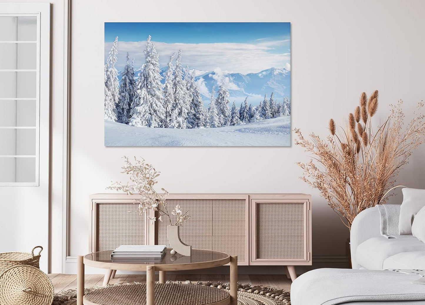 Nature Wall Art Prints - Ocean Forest Mountain Lake Canvas Landscapes - Small to Extra Large Living Room Bedroom Kitchen Bathroom Décor (Snow Covered Trees on Mountain, 24L" x 36W")