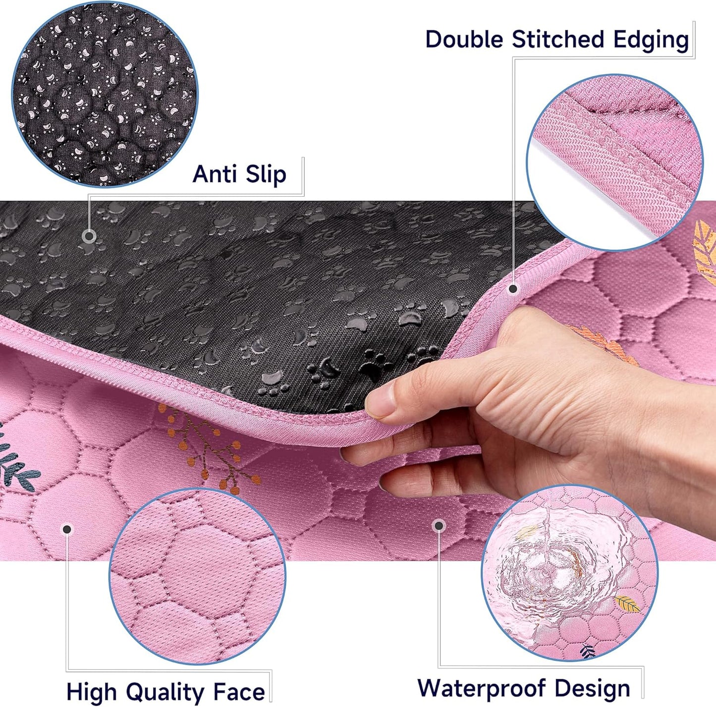 Sunheir 2-Pack Extra Large Reusable Dog Mat for Floor, Dog Playpen, Non-Slip Waterproof Dog Pee Pad, Super Absorbent Washable Pee Pads for Dogs, Pet Whelping Pads, Potty Training - Pink, 36" x 41"