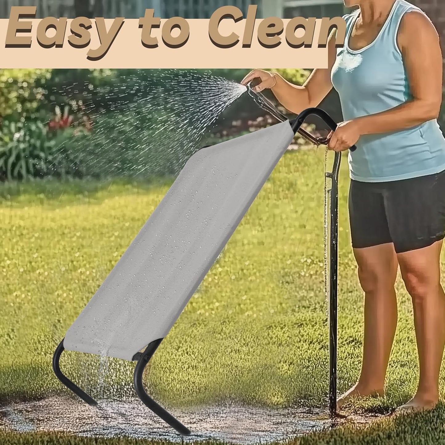 PHYEX Raised Pet Cot for Small Pets, Elevated Dog Bed with Breathable Mesh, Sturdy Steel Frame for Indoor & Outdoor Use, Non-Slip Design, Easy Clean, 33-Inch Grey