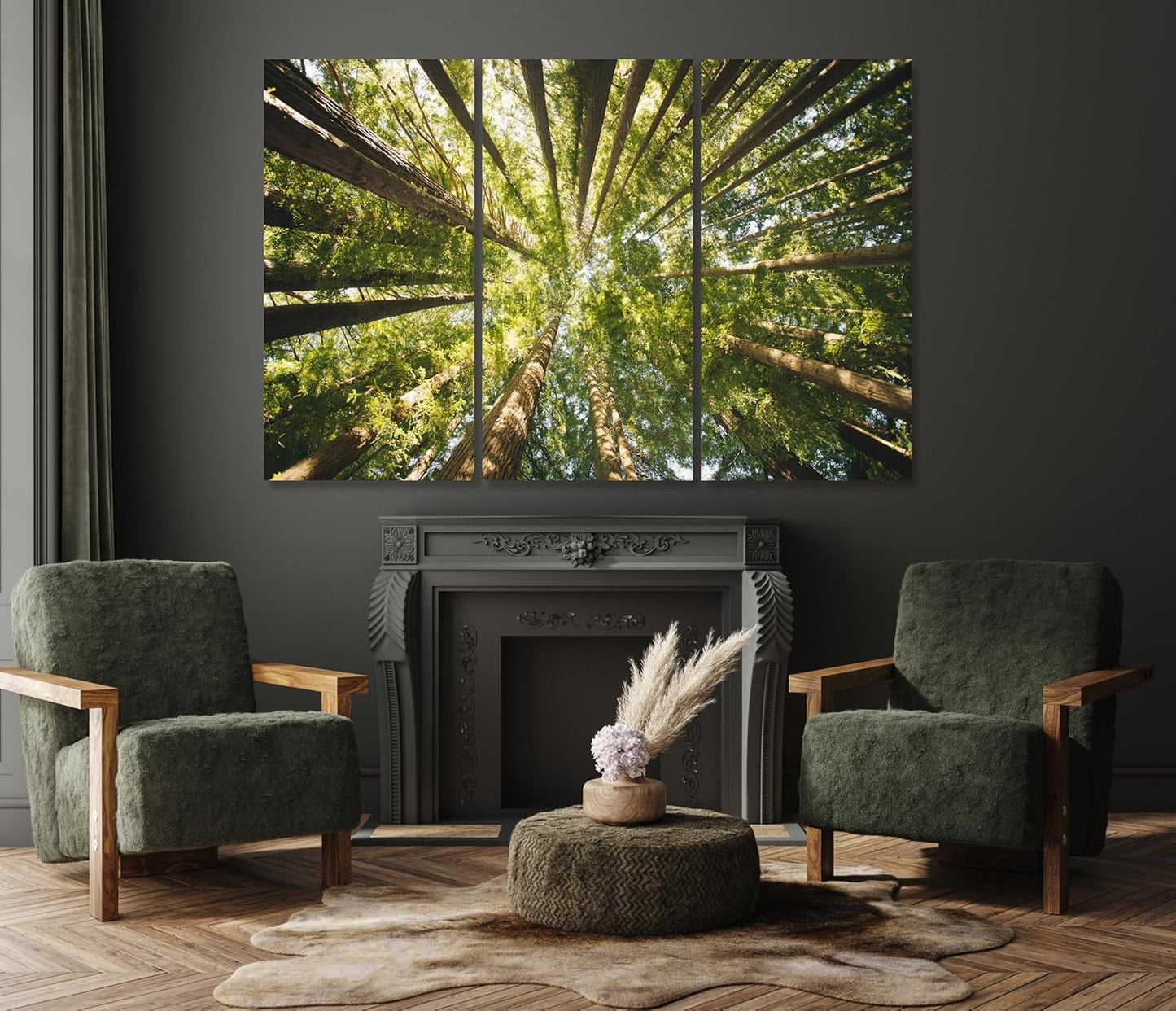 Nature Wall Art Prints - Ocean Forest Mountain Lake Canvas Landscapes - Small to Extra Large Living Room Bedroom Kitchen Bathroom Décor (Serenity in the Forest, 55L" x 83W"- 3 Panels)