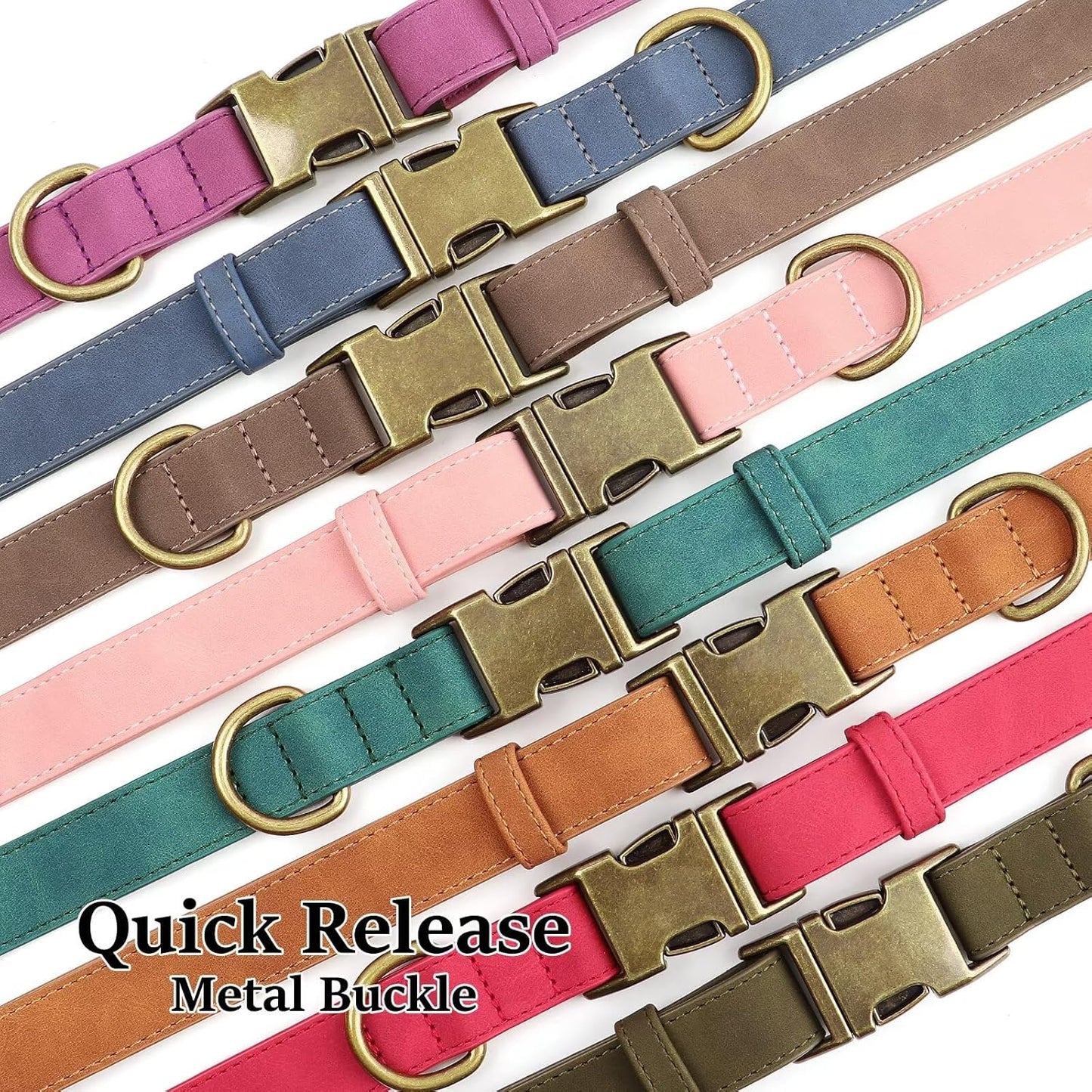 Didog Soft PU Leather Dog Collar, Stylish Quick Released Dog Collars for Large Dogs, Easy Clean Adjustable Pet Collar for Daily Walking, Red, XL Fit 17-27" Neck