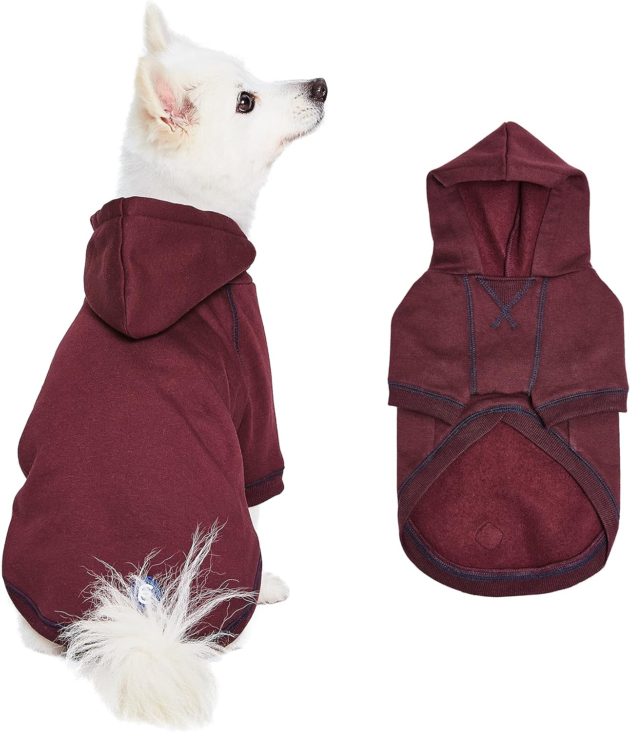Blueberry Pet Essentials Hoodie – 22″ Cotton‑Blend Sweatshirt with Hood, Burgundy Red, Machine‑Washable Dog Jersey