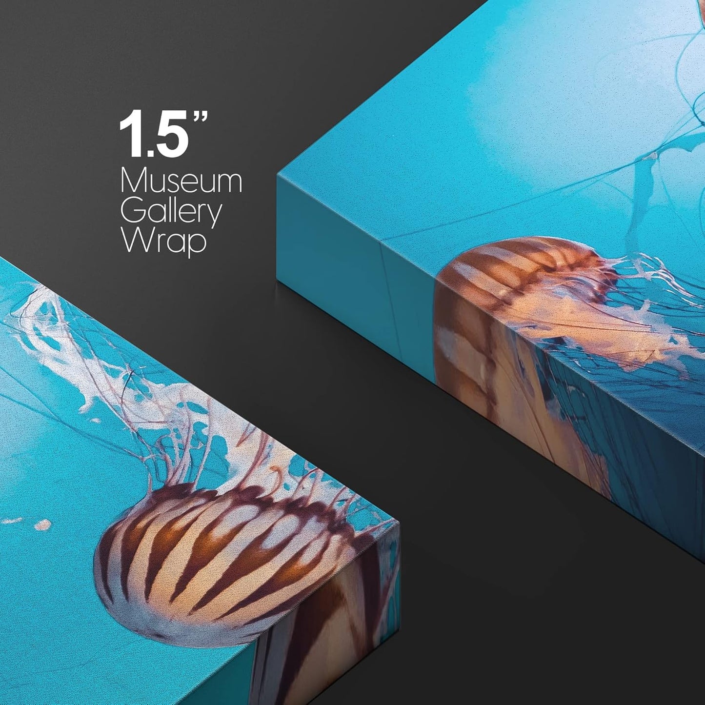 wall26 Canvas Print Wall Art Tiger Stripe Jellyfish Underwater Ocean Sea Nature Animals Photography Realism Rustic Scenic Landscape Wilderness Colorful for Living Room, Bedroom, Office - 12"x18"