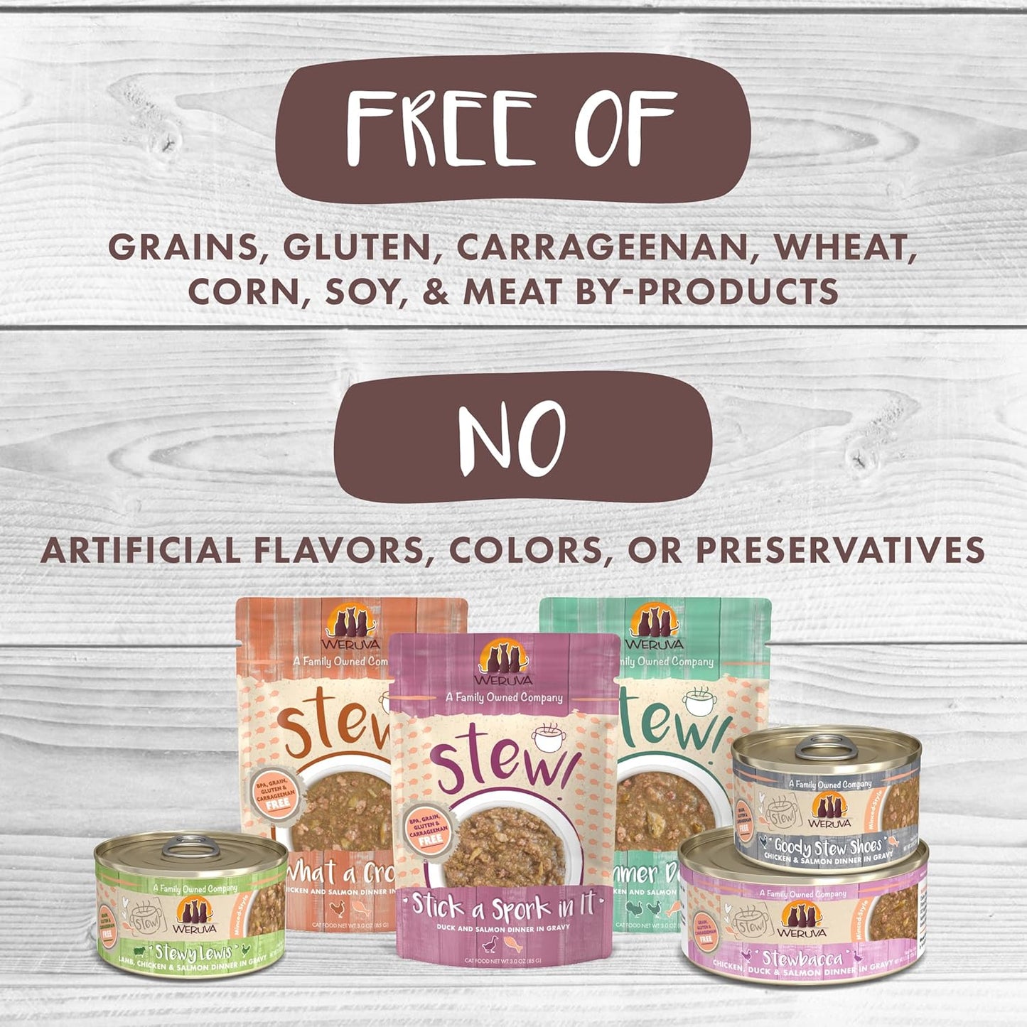 Weruva Classic Cat Stews, Stewy Lewis with Lamb, Chicken & Salmon in Gravy, 5.5oz Can (Pack of 8)