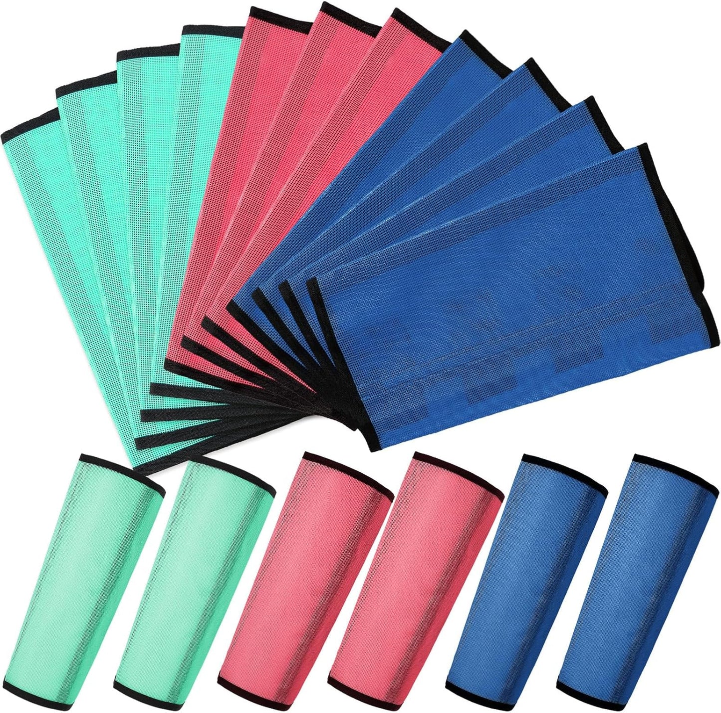 Jexine 12 Fly Boots for Horse Set of 12 Loose Breathable Mesh Horse Fly Sheets Protective Horse Leg Wraps Leggings for Preventing Flies and Mosquitoes Bites (Blue, Green,Red)