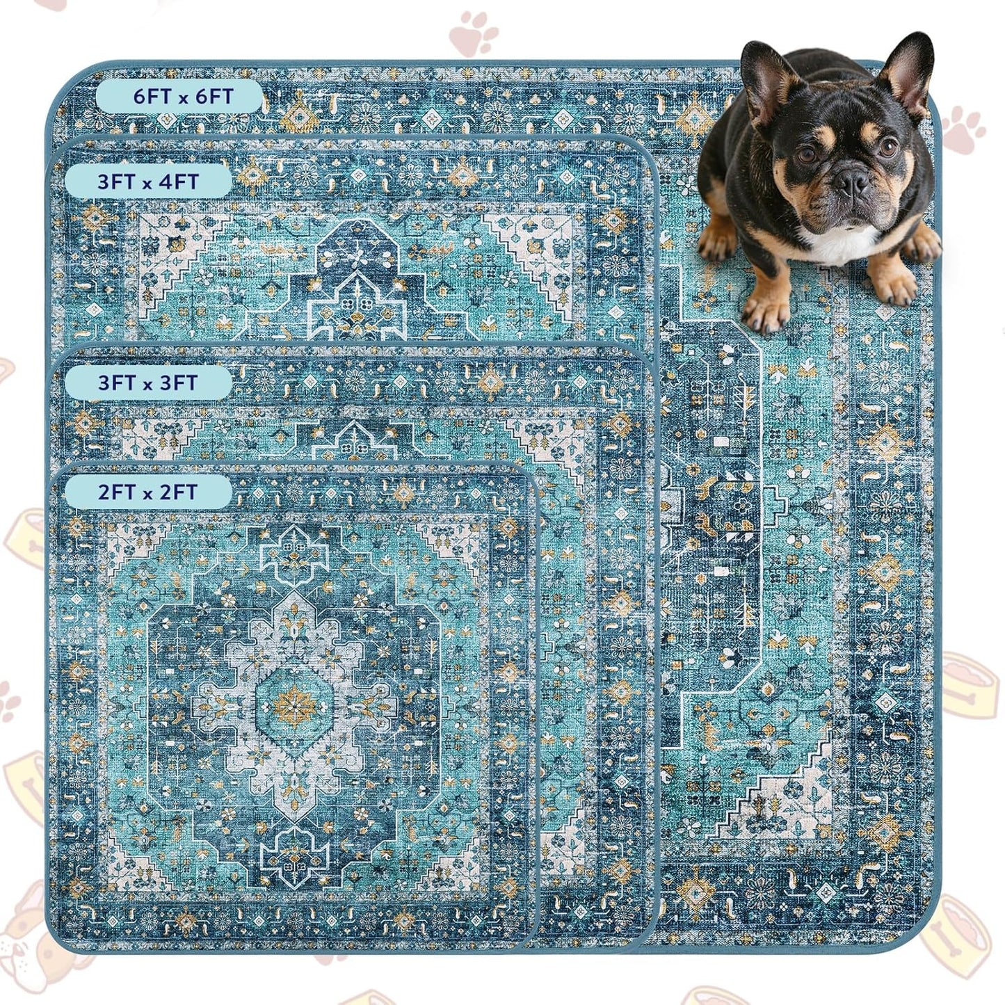 Lahome Reusable Washable Puppy Pads - 2 Pack Super Absorbent & Waterproof Dog Training Mats for Potty, Crate and Floor - Leakproof Pee Pads with Non-Slip Backing (Blue, 36"x48")