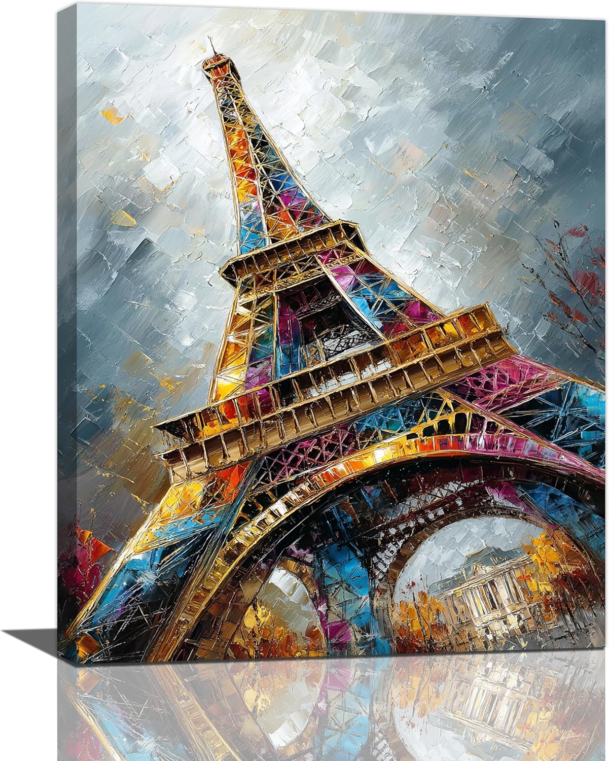 Paris Eiffel Tower Wall Art Paris Architecture Canvas Wall Decor Europe City Eiffel Tower Pictures Painting Print Artwork Framed Decorations Gifts for Living Room Bedroom Office 16"x20"