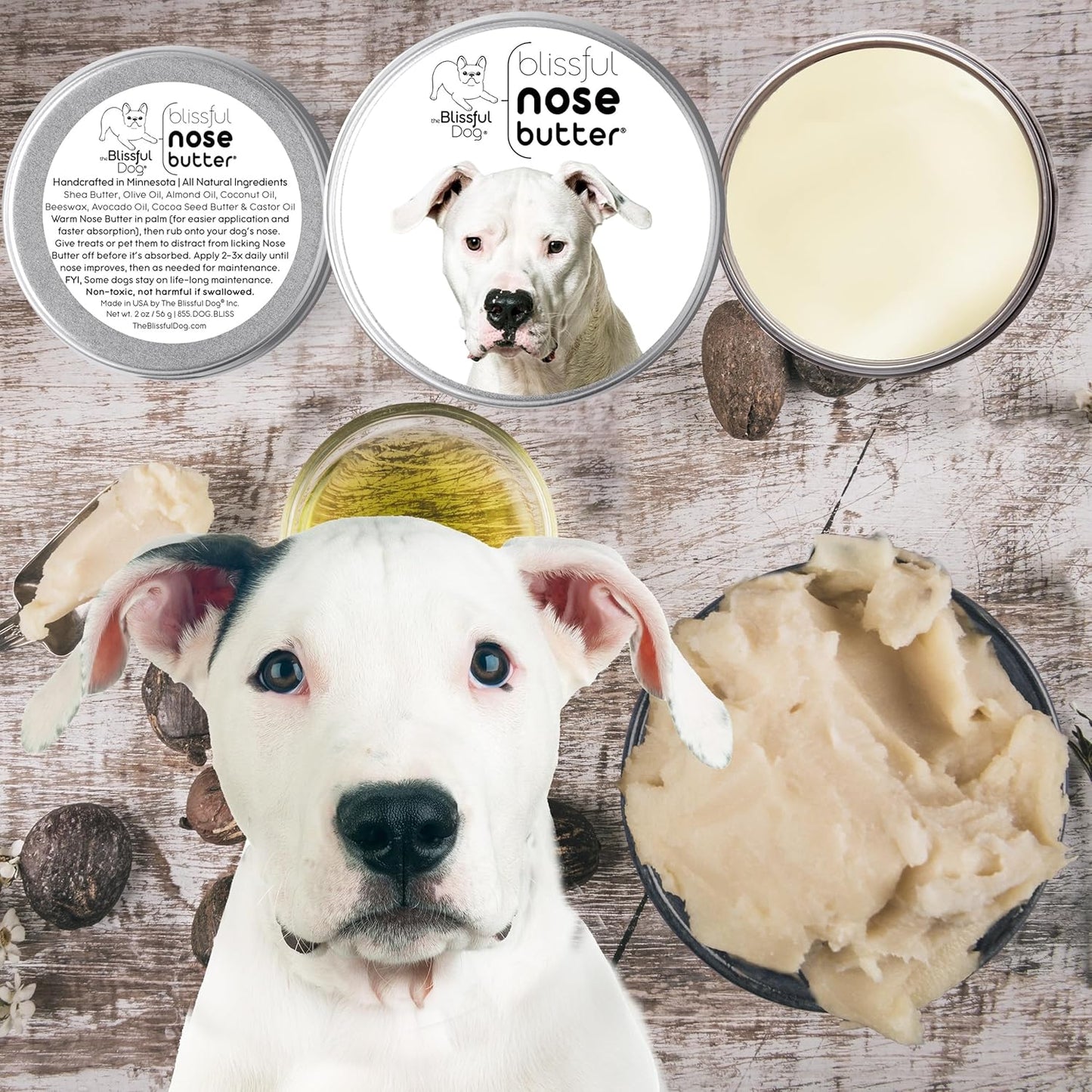 The Blissful Dog Dogo Argentino Unscented Nose Butter - Dog Nose Butter, 16 Ounce