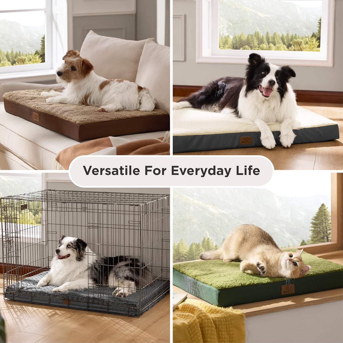 Bedsure XXL Dog Bed for Large Dogs - Orthopedic Flat Giant Pet Beds with Removable Washable Cover, Jumbo Egg Crate Foam Mat, Suitable for Pet Up to 150 lbs
