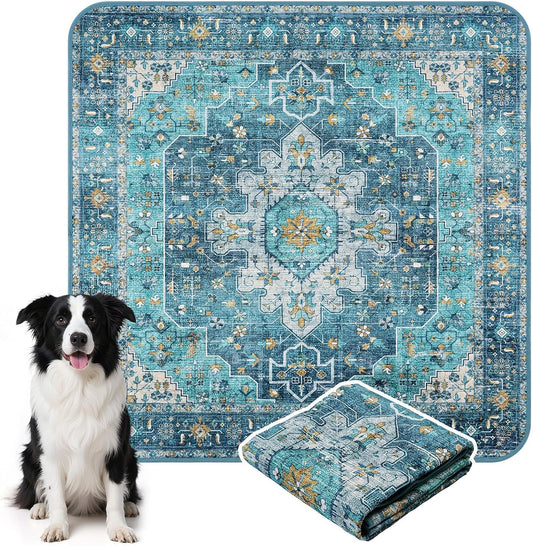 HAOCOO Washable and Reusable Pee Pads for Dogs,(1 Pack) 6Ft x 6Ft Super Absorbent Puppy Training Pads, Blue Waterproof Leak-Proof Whelping Pads Non-Slip Potty Pads for Pet Housebreaking