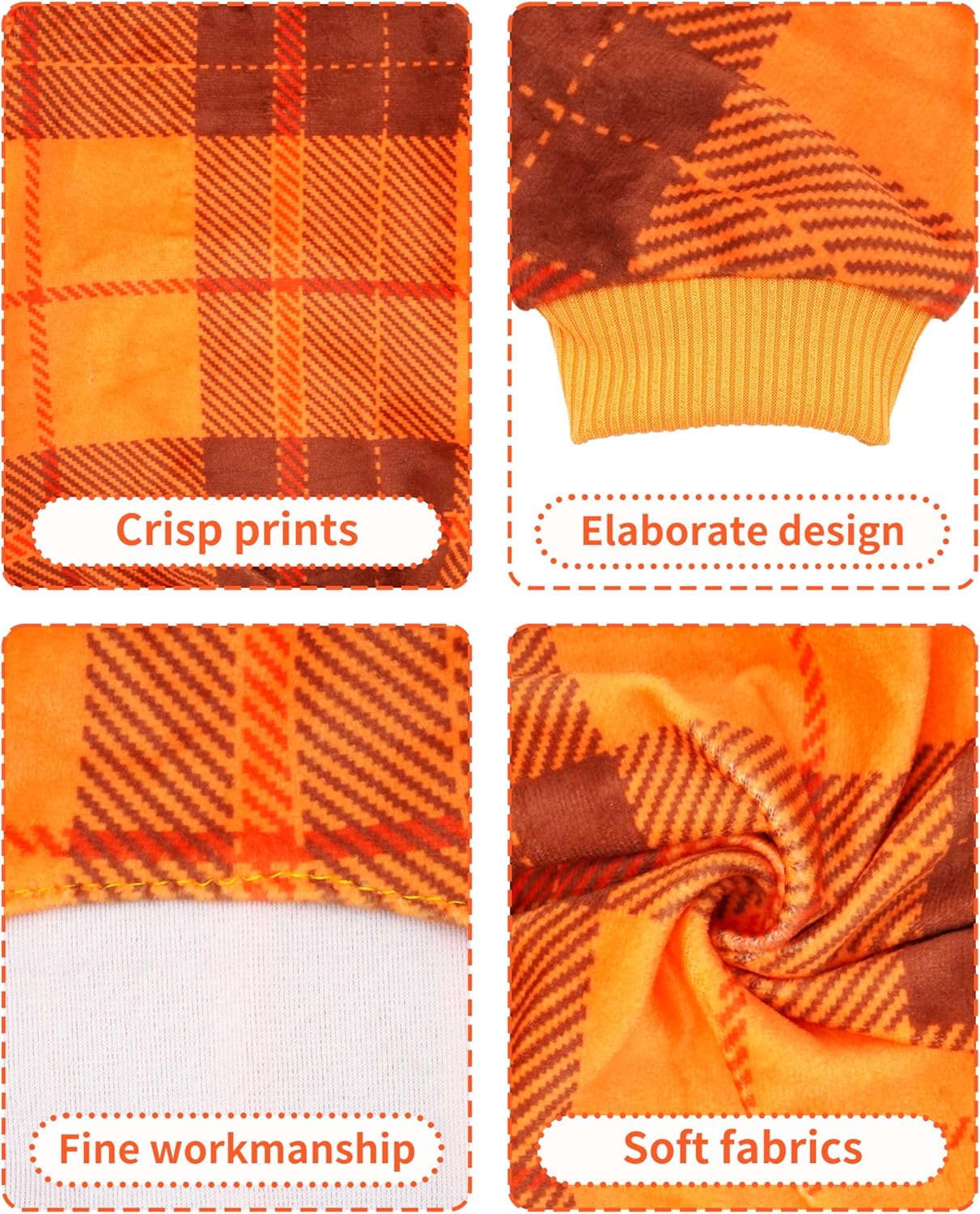 PET SHOW 4 Pack Small Dog Pajamas Holiday Dog Clothes Doggies Soft Stretchy PJs Plaid Jumpsuit Puppy Cats Girl Boy Fall Onesies Christmas Outfits with Sleeve Pets Dachshund Costume(XS, Plaid)