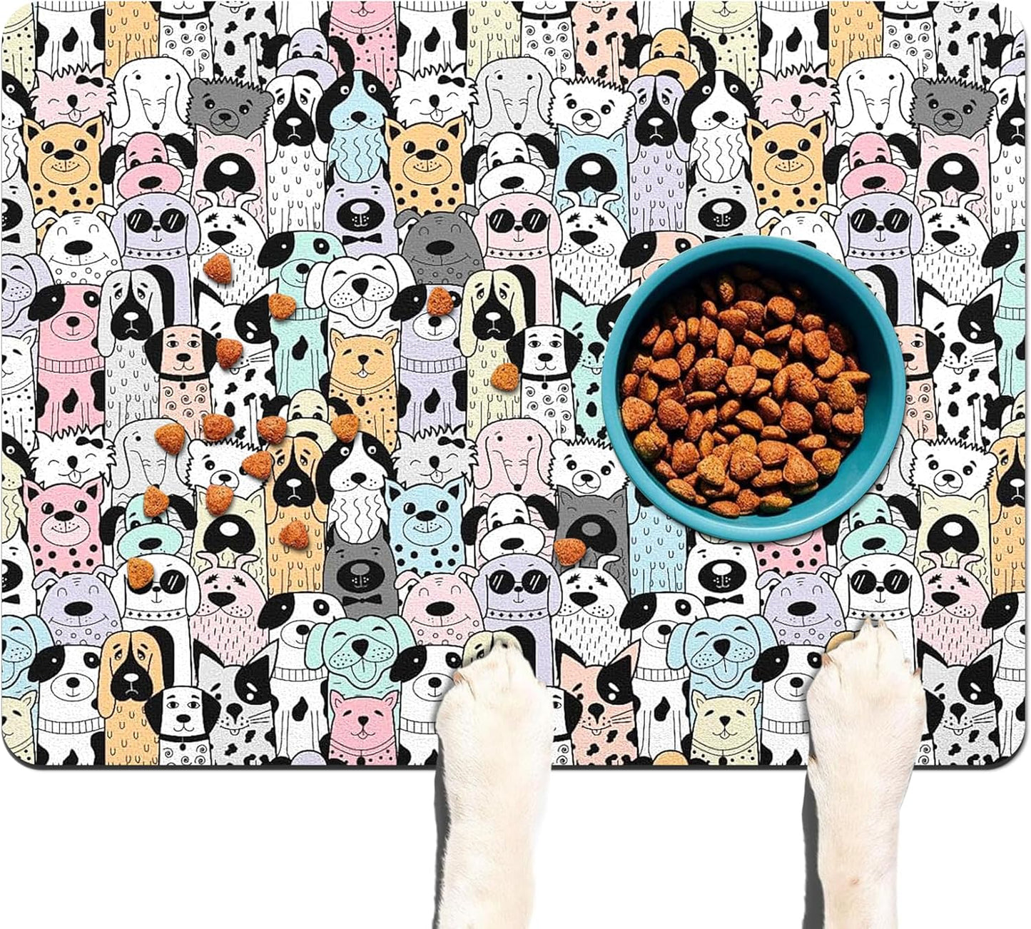 Pet Feeding Mat for Floors Waterproof Dog Mat for Food and Water Absorbent Quick Dry Non Slip mat for Cat Bowls