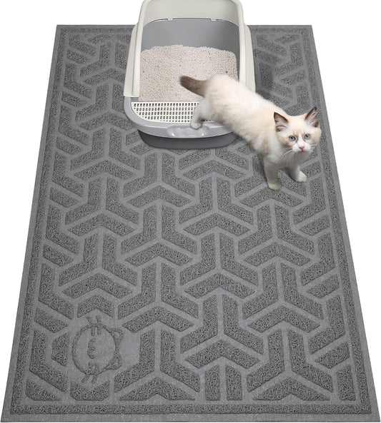UPSKY Cat Litter Mat, Litter Trapping Mat Soft on Kitty Paws, Large Litter Box Mat 35" x 24" Scatter Control for Cat Litter, Waterproof and Extra Large Litter Box Carpet