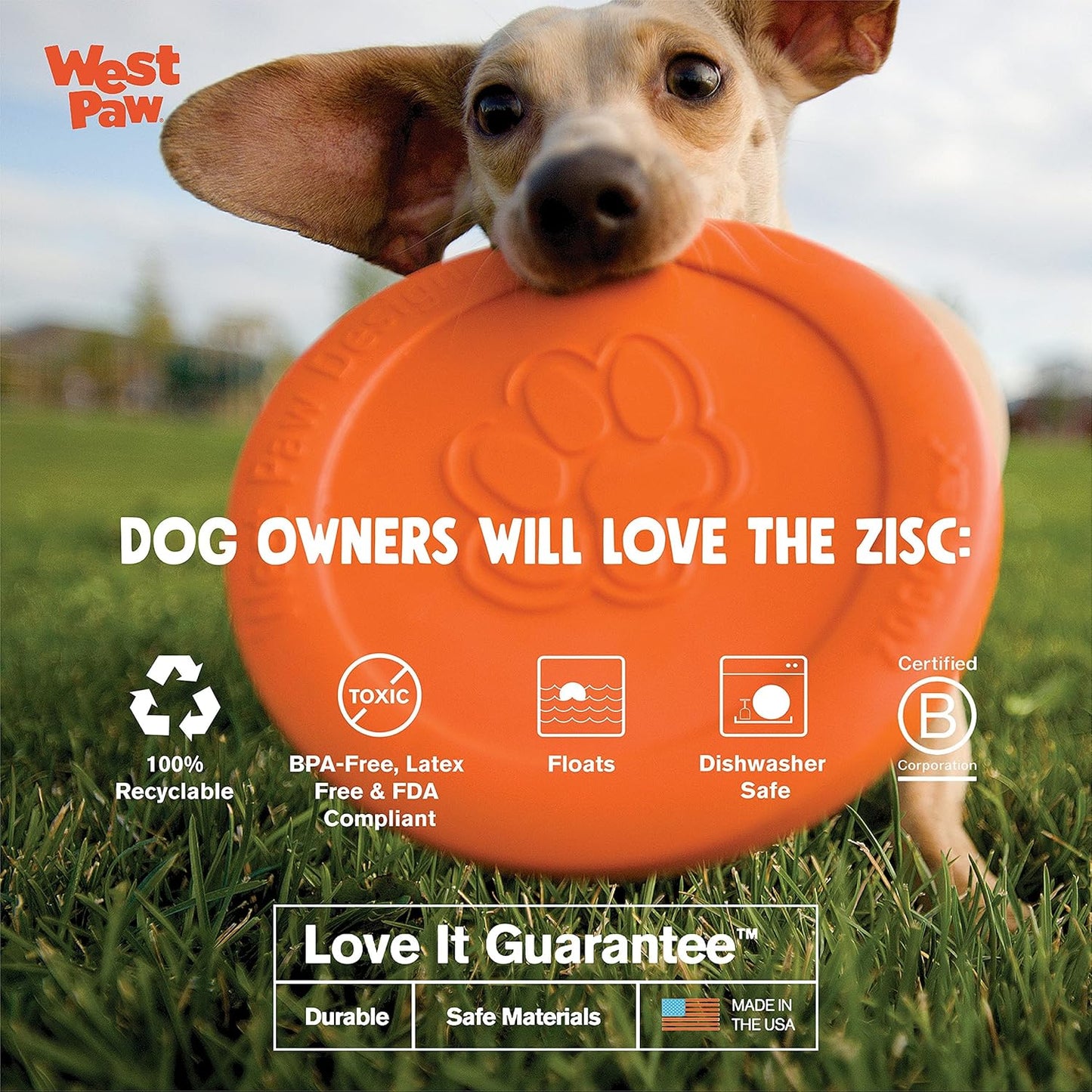 West Paw Zogoflex Zisc Dog Flying Disc, High Flying Aerodynamic Disc for Dogs Puppy – Lightweight, Floatable Disc for Fetch, Tug of War, Catch, Play – Doubles as Food/Water Bowl, Large 8.5", Aqua Blue