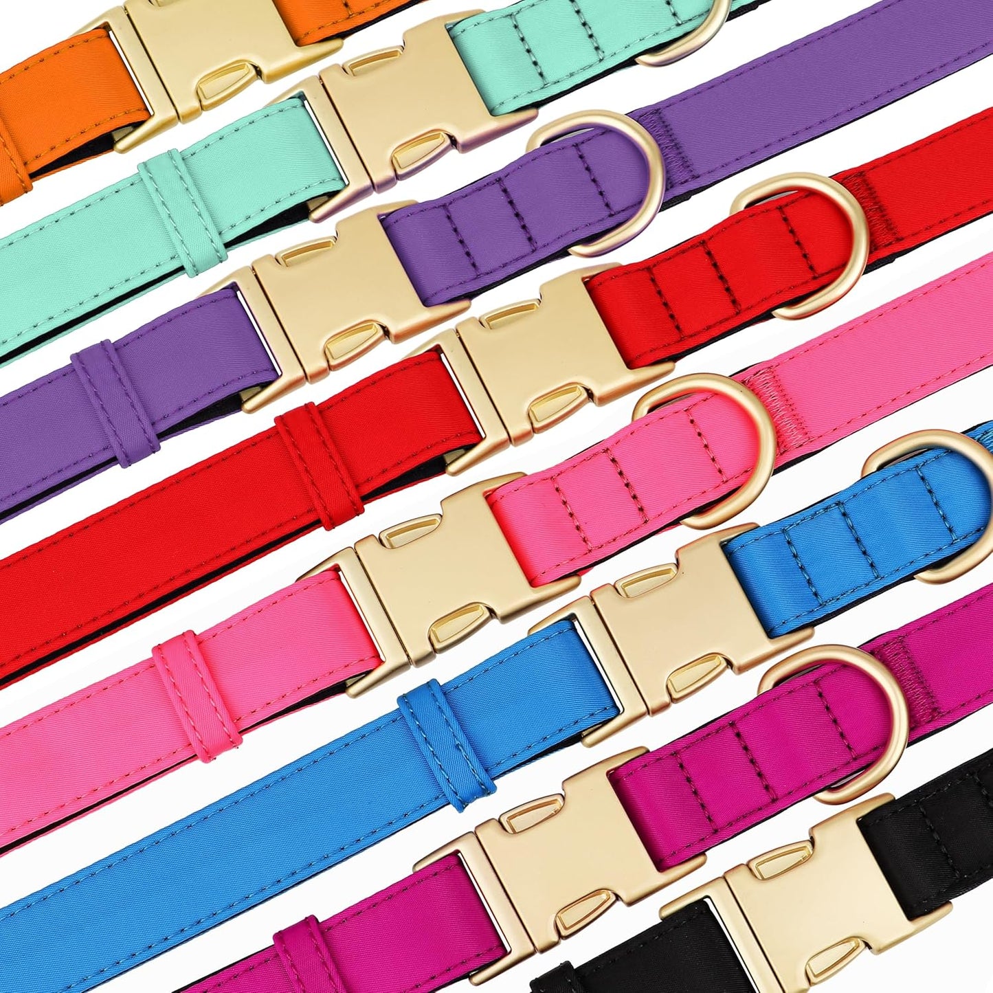 Didog Soft Padded Dog Collars for Medium Dogs, Colorful and Durable Dog Collar with Quick Release Buckle, Light and Breathable for Daily Walking, Rose Purple, M