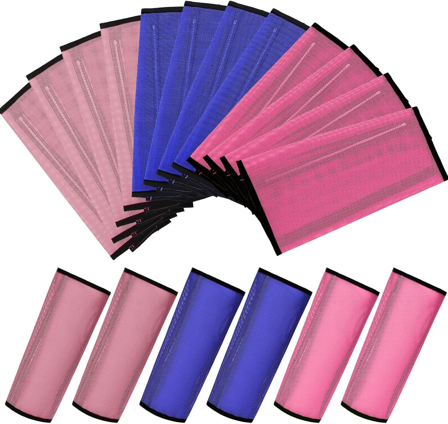 Jexine 12 Fly Boots for Horse Set of 12 Loose Breathable Mesh Horse Fly Sheets Protective Horse Leg Wraps Leggings for Preventing Flies and Mosquitoes Bites (Purple, Red, Pink)