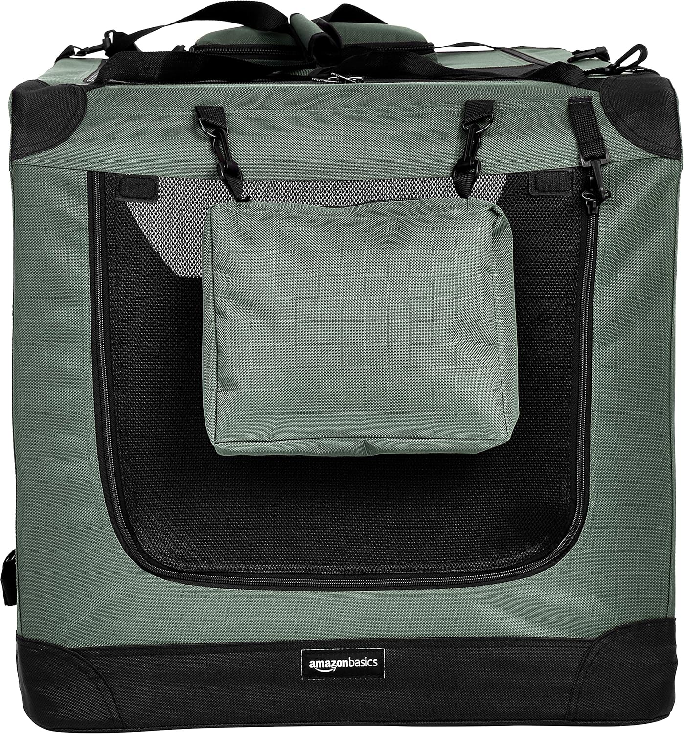 Amazon Basics Folding Portable Soft Pet Dog Crate Carrier Kennel, 36 x 24 x 24 inches, Grey