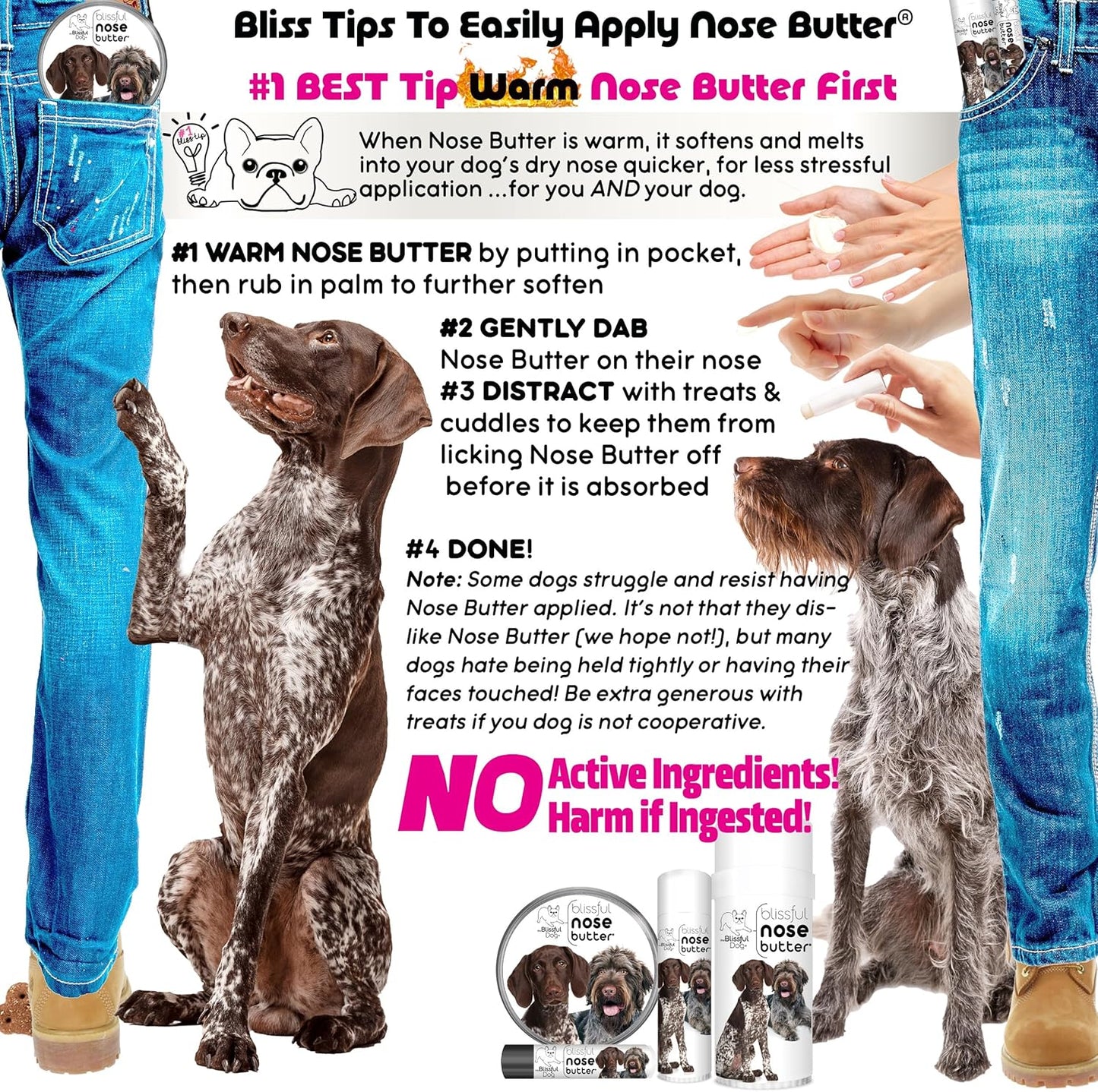 The Blissful Dog German Shorthaired Pointer Nose Butter, Versatile Dog Nose Balm for Dry Nose, Handcrafted Nose Moisturizer, Easy-to-Apply Dog Essentials, Unscented, 2 oz.